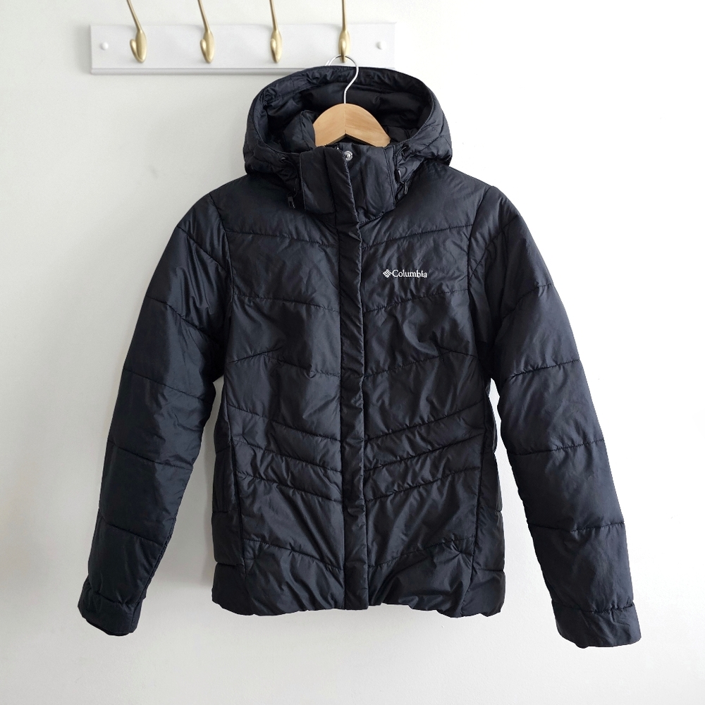 Columbia Peak to Park Insulated Puffer Jacket Womens Small Black Detachable Hood